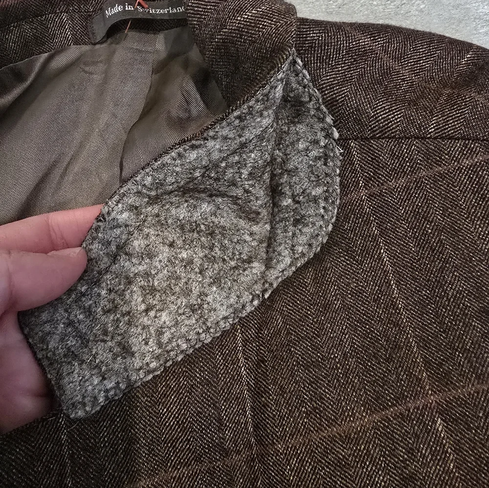 Ermenegildo Zegna Trofeo Brown Plaid Blazer Suit Jacket Wool 58L $1500 Retail